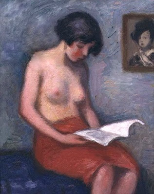 Espagnat, George d' (1870-1950) Nude looking at pictures