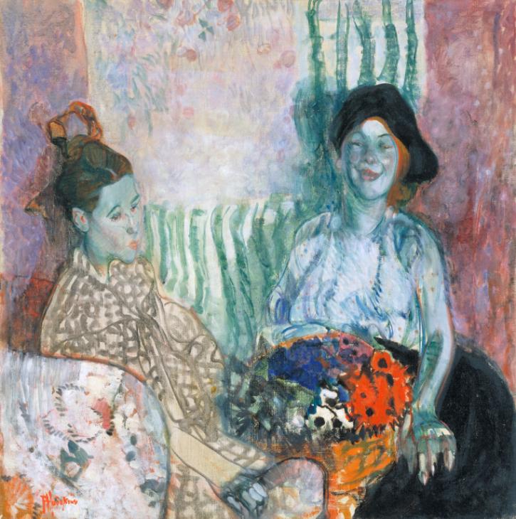 Loveday and Ann: Two Women with a Basket of Flowers 1915 by Frances Hodgkins 1869-1947