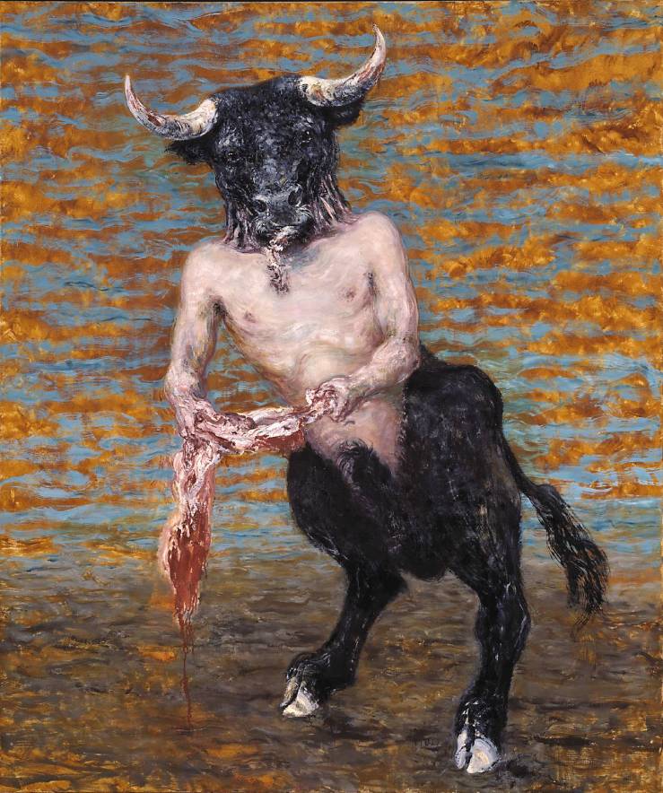 Minotaur Surprised while Eating 1986-87 by Maggi Hambling born 1945