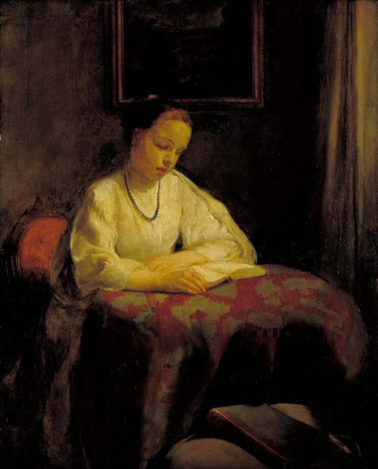 Interior: Girl Reading 1901 by Mary McEvoy 1870-1941