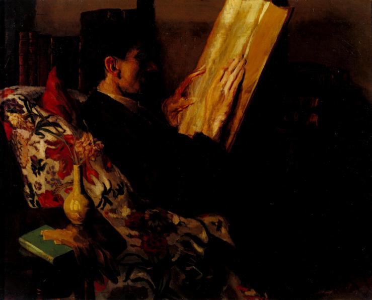 Lytton Strachey. Verso: Crime and Punishment c.1909 by Duncan Grant 1885-1978